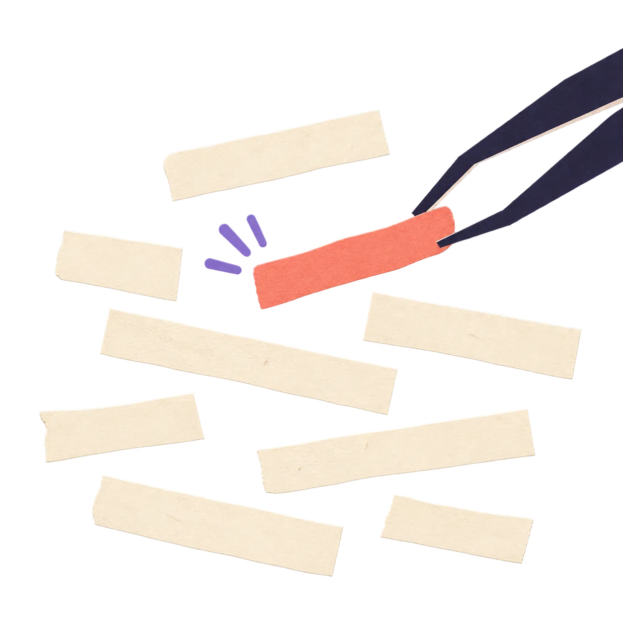 Editing tweezers removing a formulaic phrase